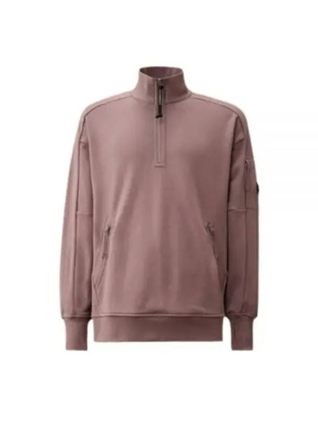 Diagonal Raised Fleece Half Zipped Sweatshirt Purple - CP COMPANY - BALAAN 2