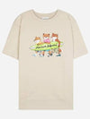 Surfing Foxes Logo Print Short Sleeve T-Shirt Beige - MAISON KITSUNE - BALAAN 2