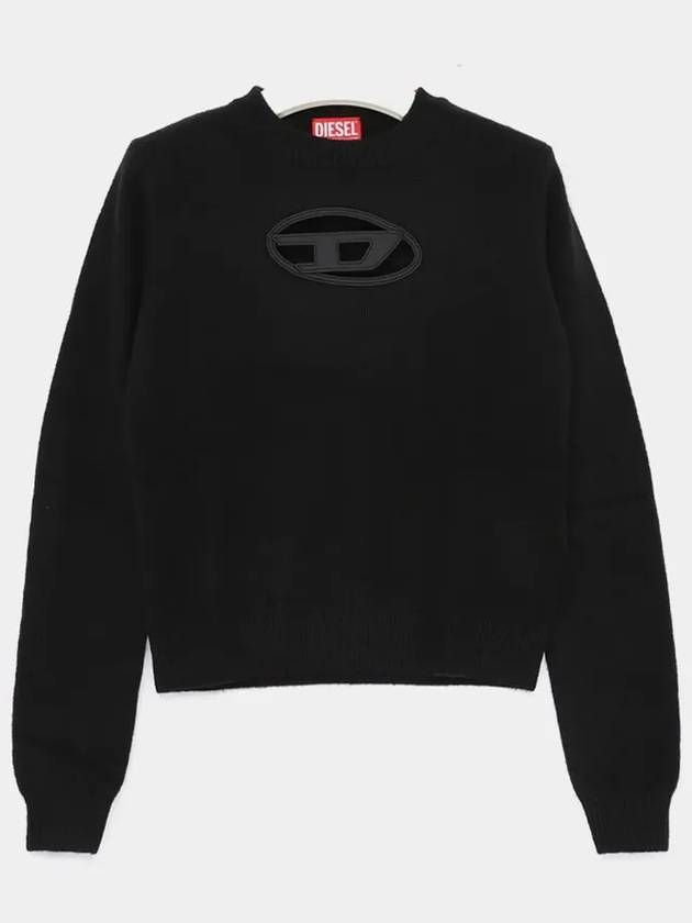 Woman's D Cut Out Logo M Areesa Slim Wool Cashmere Knit Top Black - DIESEL - BALAAN 4