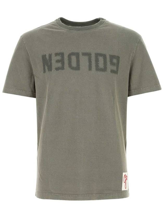 Golden Lettering Cotton Short Sleeve T-Shirt Olive Green - GOLDEN GOOSE - BALAAN 2