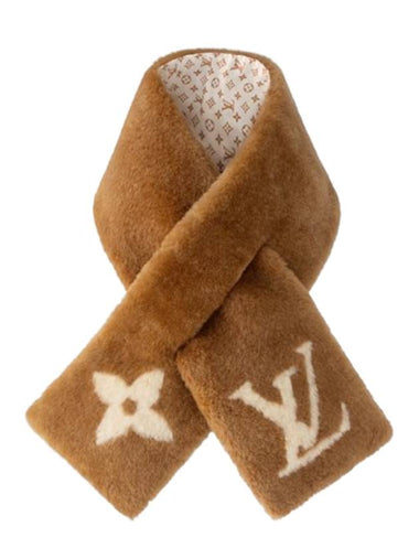 Monogram Shearling Fur Scarf Muffler Shawl Camel M92893 - LOUIS VUITTON - BALAAN 1