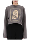 Logo Print Crop Oversized Fit Sweatshirt Carbon Grey - ACNE STUDIOS - BALAAN 3