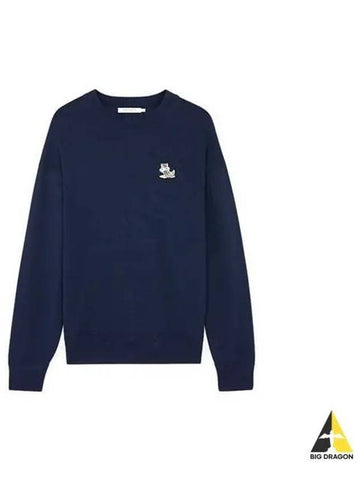 Dressed Fox Patch Knit Sweatshirt Navy KM00503KT1036 - MAISON KITSUNE - BALAAN 1