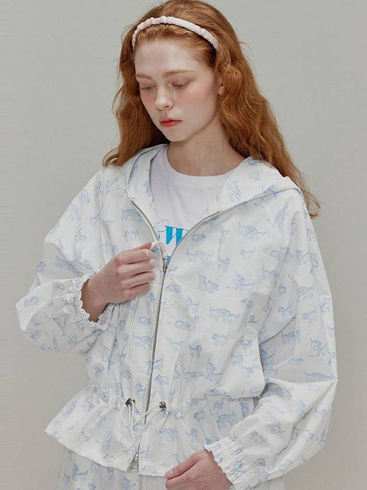 Kitten printed nylon hooded jumper_White - OPENING SUNSHINE - BALAAN 1