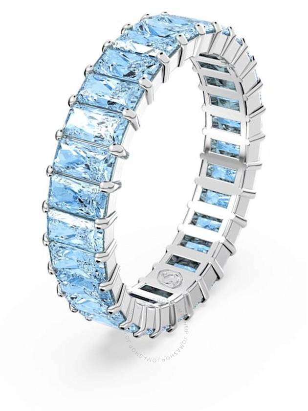 Swarovski Rhodium Plated Blue Baguette Cut Matrix Ring, Size 55 - SWAROVSKI - BALAAN 2