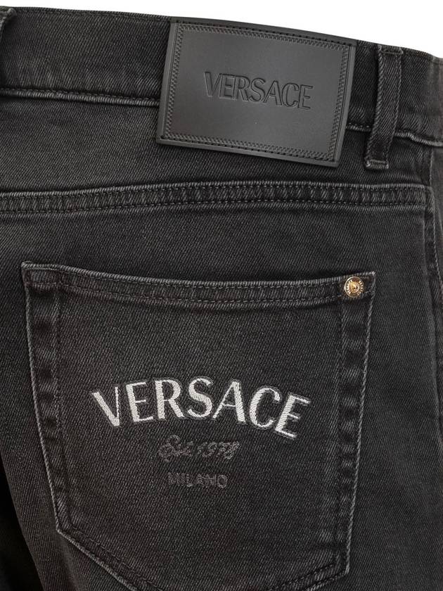 Embroidery Jeans 10138861A09787 1D510 FADED WASHED BLACK - VERSACE - BALAAN 5