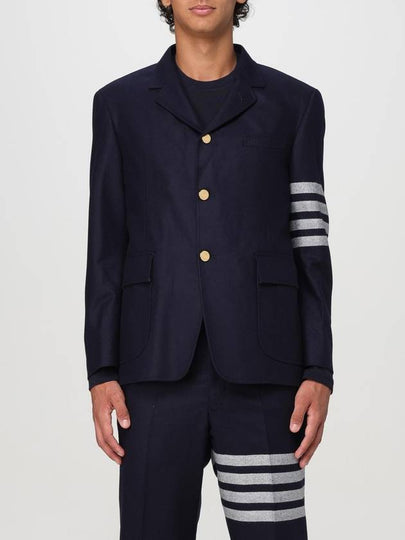 4 Bar Stripe Single Breasted Wool Jacket Navy - THOM BROWNE - BALAAN 2