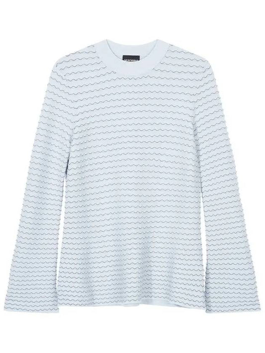 Women s Textured Stripe Flare Knit Light Blue - EMPORIO ARMANI - BALAAN 1