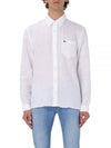 Logo Patch Linen Long Sleeve Shirt White - LACOSTE - BALAAN 2