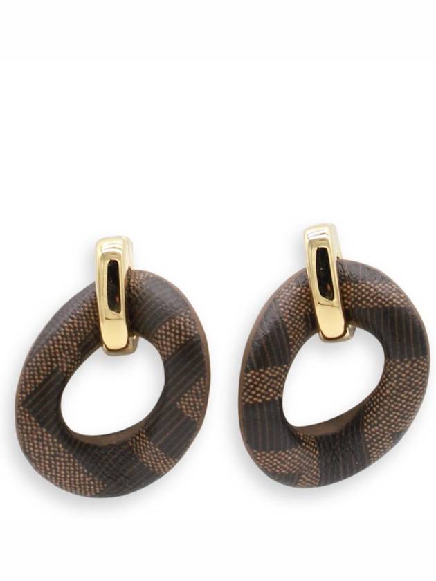 Plio Leather Earrings Brown - FENDI - BALAAN 1