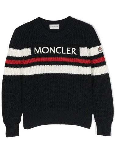 Kids Logo Round Knit Sweater 9C00006M1131 F70 - MONCLER - BALAAN 1