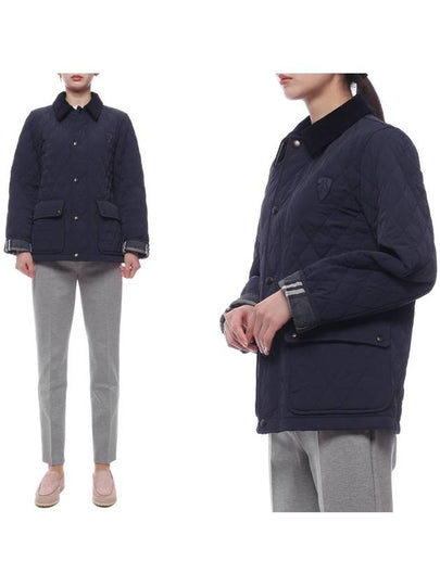 Corduroy Collar Quilted Jacket Navy - BURBERRY - BALAAN 2