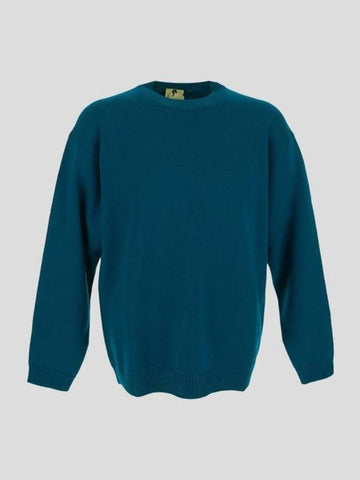 Crew Neck Knit Top Blue - TEN C - BALAAN 1