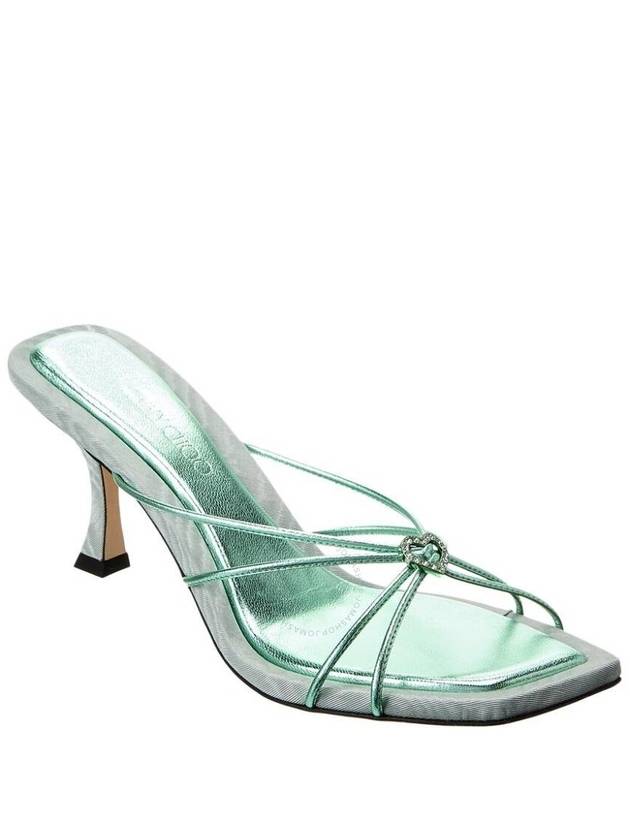 Jimmy Choo Indiya 70 Leather Mule In Smoke Green, Brand Size 38 ( US Size 8 ) - JIMMY CHOO - BALAAN 1