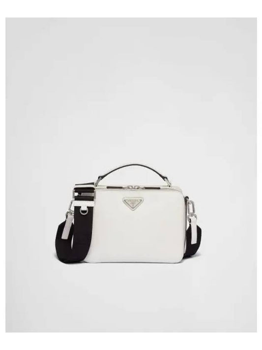 Medium Brique Saffiano Leather Cross Bag White - PRADA - BALAAN 2