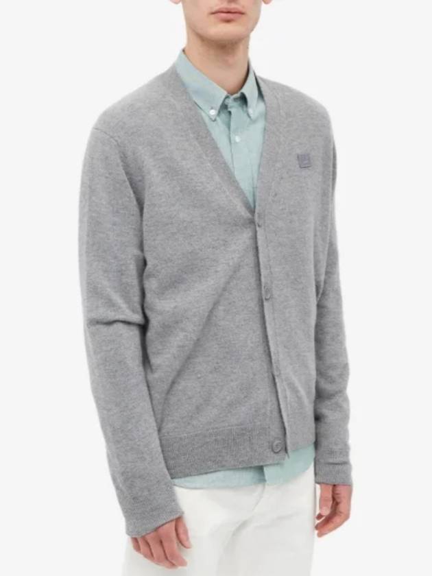 Keve Face Wool V-neck Cardigan Grey Melange - ACNE STUDIOS - BALAAN 5