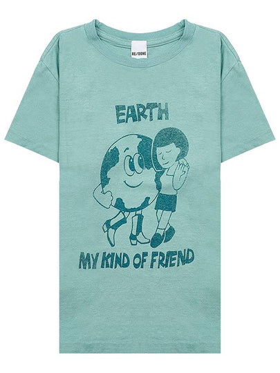 Classic Earth Print Cotton Short Sleeve T-Shirt Seafoam - RE/DONE - BALAAN 2