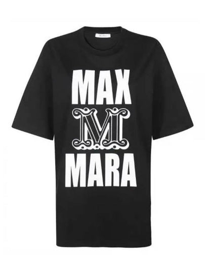 Carlo Logo Cotton Short Sleeve T-Shirt Black - MAX MARA - BALAAN 2