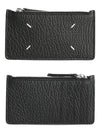 Pebble Leather Stitch Logo Zipper Card Wallet Black - MAISON MARGIELA - BALAAN 2