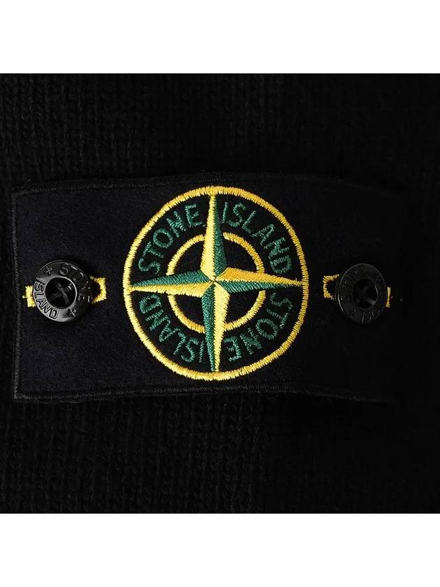 Wappen High Neck Button Up Wool Cardigan Black - STONE ISLAND - BALAAN 5