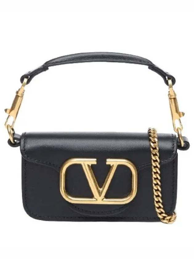 V Logo Micro Chain Shoulder Bag Black - VALENTINO - BALAAN 2