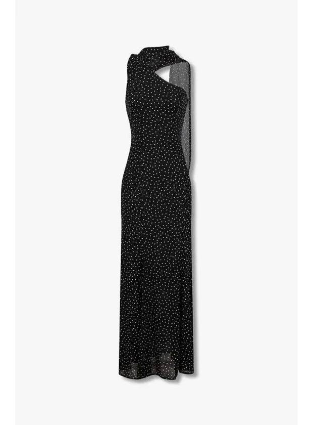 Asymmetric Neck Dot Dress Rosalynn Black - REFORMATION - BALAAN 1