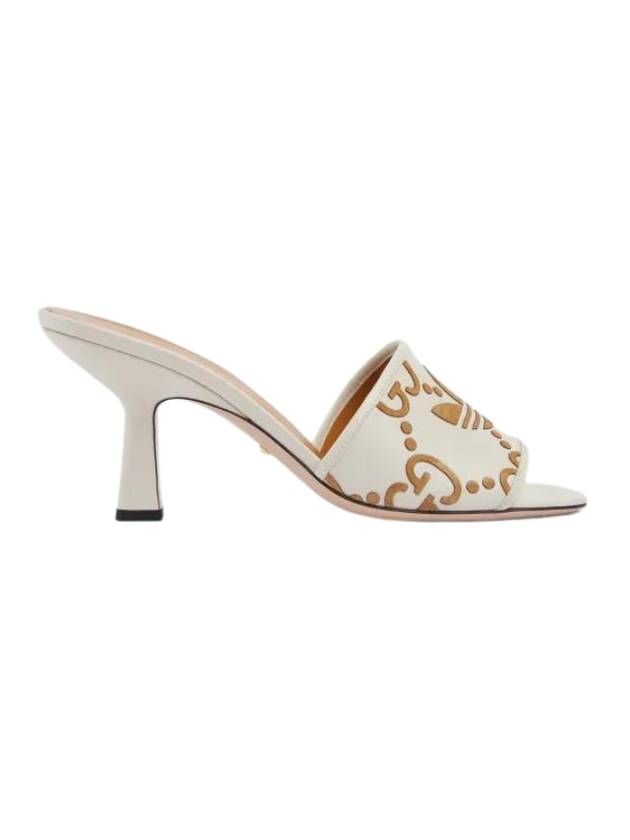 GG Logo Trefoil Leather Mule Heel White - GUCCI - BALAAN 1