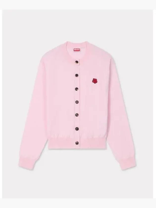 Boke Flower Embroidery Crew Neck Wool Cardigan Pink - KENZO - BALAAN 2