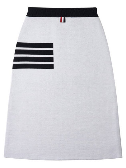 Double Face Merino 4 Bar A Line Skirt White - THOM BROWNE - BALAAN 3