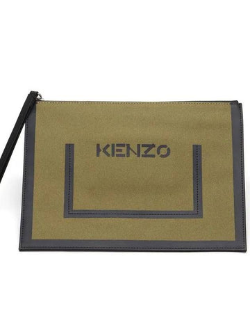 Logo Print Clutch Bag 5PM502 F02 Pouch Mini Bag Men Women Hand Bag - KENZO - BALAAN 1