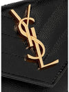 Monogram Envelope Small Half Wallet Black Gold - SAINT LAURENT - BALAAN 6