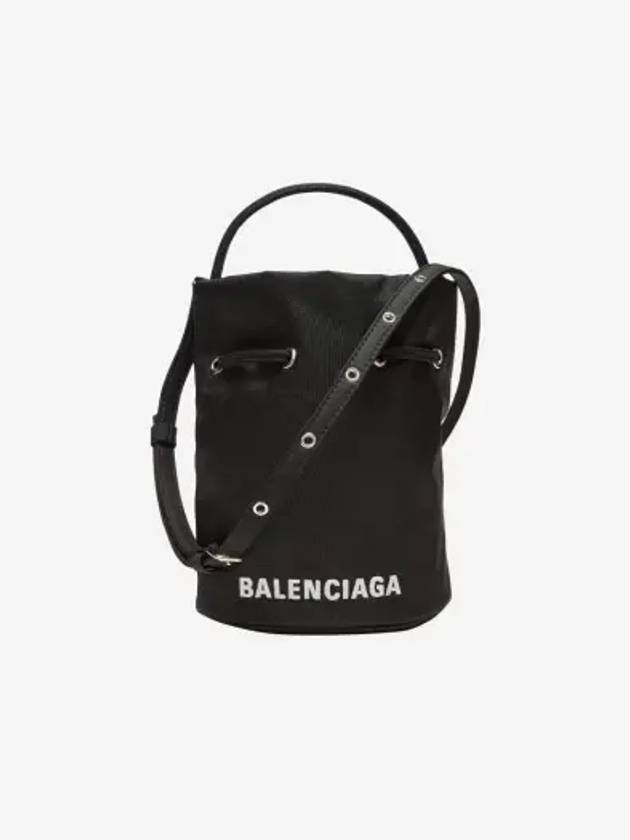 Wheel Drawstring XS Bucket Bag Black White - BALENCIAGA - BALAAN 3