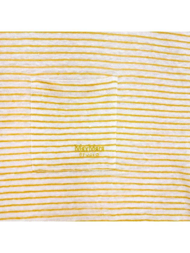 Studio Women's Linen Pocket Striped Short Sleeve TShirt Yellow 69410221 6 50 - MAX MARA - BALAAN 3