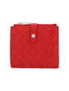 Intrecciato Zipper Half Wallet Red - BOTTEGA VENETA - BALAAN 1