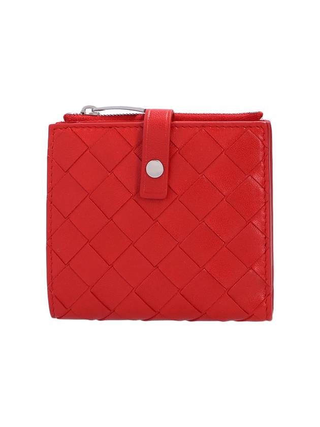 Intrecciato Zipper Half Wallet Red - BOTTEGA VENETA - BALAAN 1