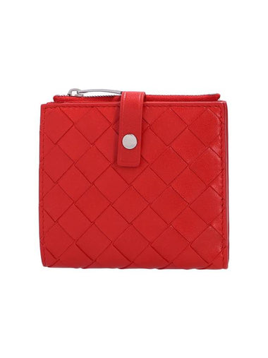 Intrecciato Zipper Half Wallet Red - BOTTEGA VENETA - BALAAN 1