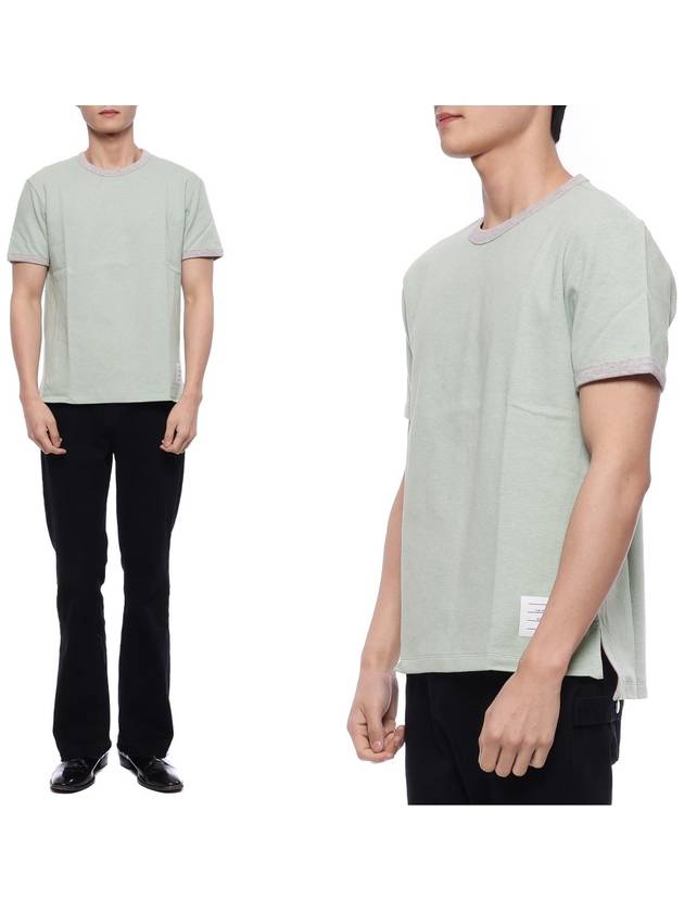 Men's 4 Bar Patch Short Sleeve T-Shirt Green - THOM BROWNE - BALAAN 2