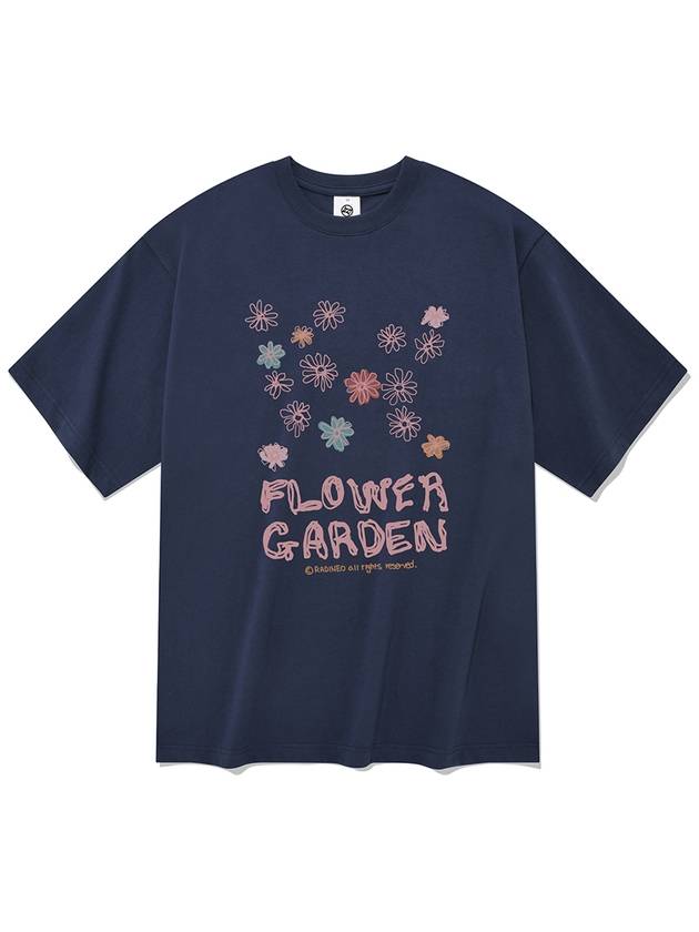 Flower Garden Short Sleeve T Shirt Navy - RADINEO - BALAAN 1