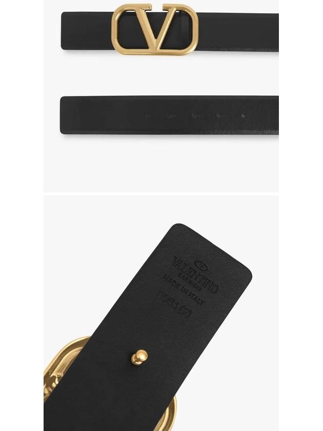 V Logo Signature Buckle Leather Belt Black - VALENTINO - BALAAN 4