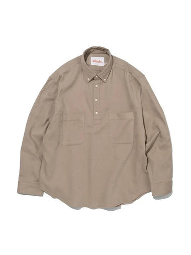 Peach Twill Pullover Button Down Ver.2 Polo Shirt Light Beige - KINDS - BALAAN 1