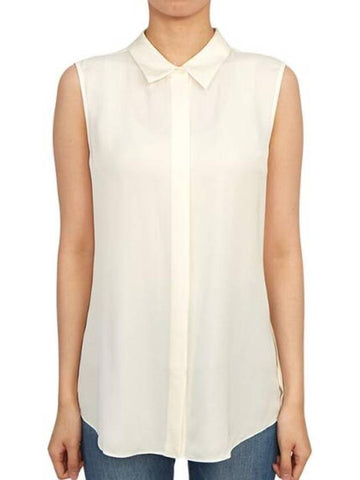 Women's Silk Sleeveless Shirt Ivory - THEORY - BALAAN 1