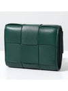 Cassette Tri-Fold Zipper Half Wallet Emerald Green - BOTTEGA VENETA - BALAAN 3