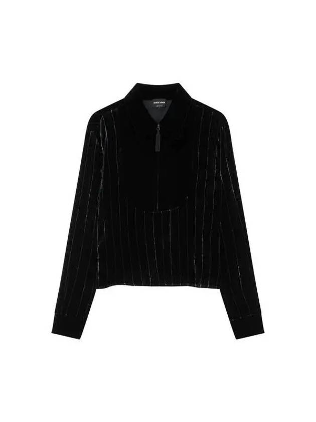 Women s Striped Half Zip Up Velvet Blouse Black 270285 - GIORGIO ARMANI - BALAAN 1