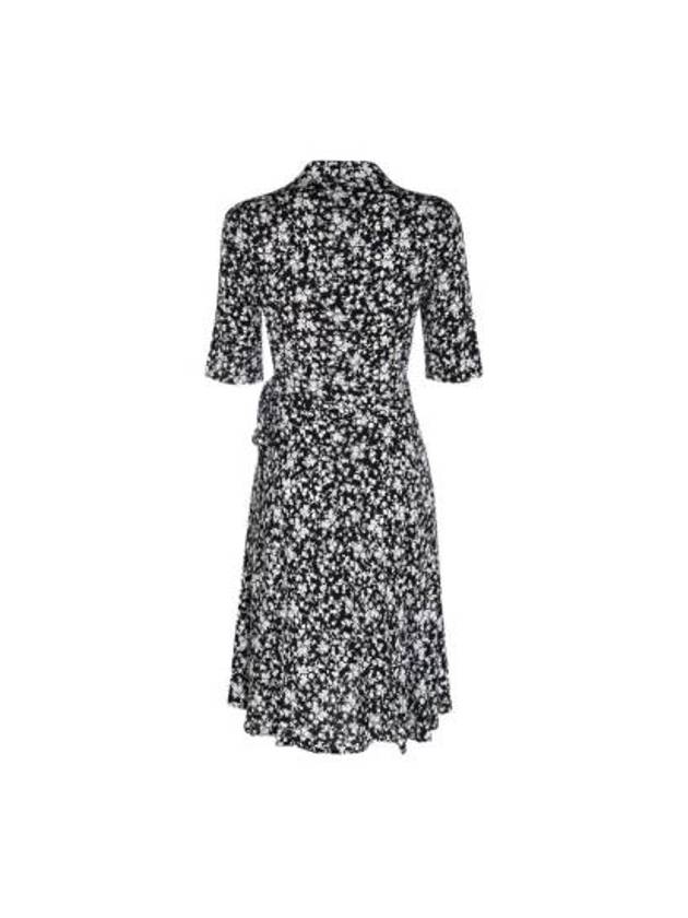 Floral Print V-Neck Wrap Midi Dress Black - GANNI - BALAAN 3