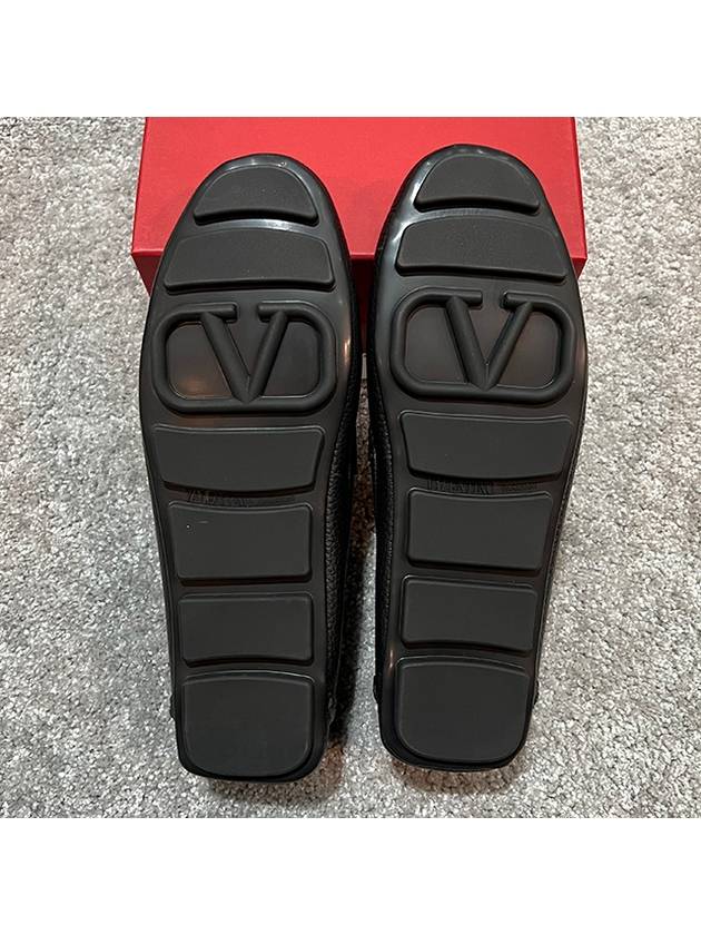 Men's V Logo Signature Leather Loafers Black - VALENTINO - BALAAN 8