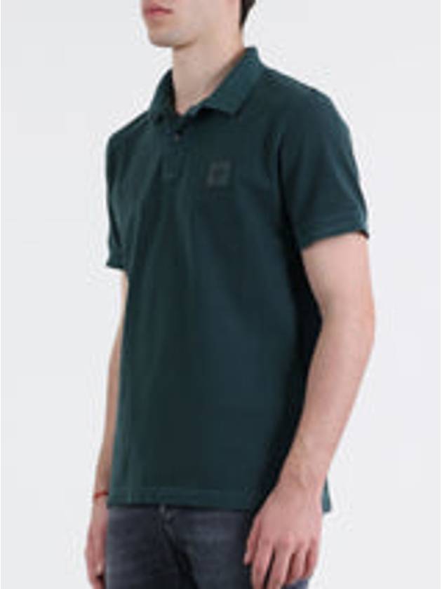 Men's Logo Patch Short Sleeve Polo Shirt Bottle Green - STONE ISLAND - BALAAN 3