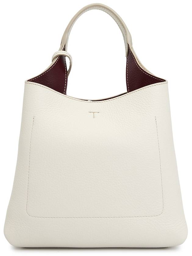 Logo Mini Leather Tote Bag White - TOD'S - BALAAN 5