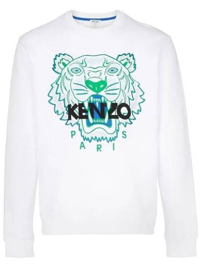 Tiger Embroidered Logo Sweatshirt  White Green - KENZO - BALAAN 2