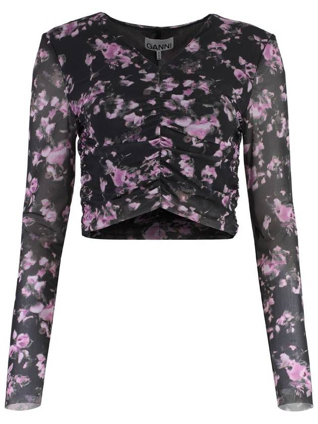 Ganni Printed Long-Sleeve Top - GANNI - BALAAN 1