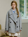 Oversized Double Wool Pea Coat Melange Gray - GOCORI - BALAAN 1